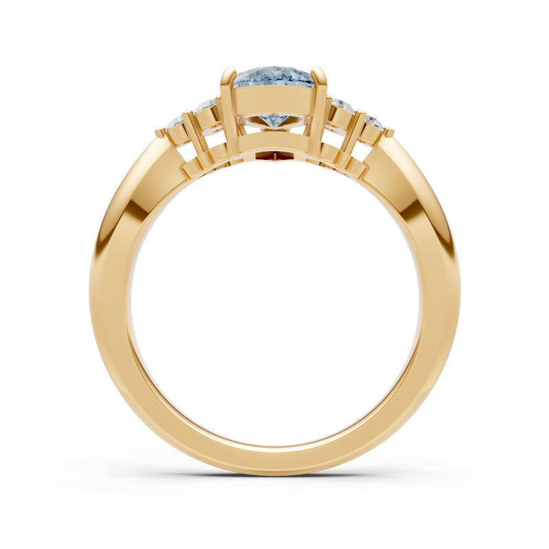 Aquamarine Antique Inspired Design Pear Cut Engagement Ring