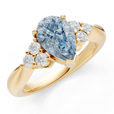 Aquamarine Antique Inspired Design Pear Cut Engagement Ring