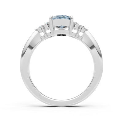 Aquamarine Antique Inspired Design Pear Cut Engagement Ring