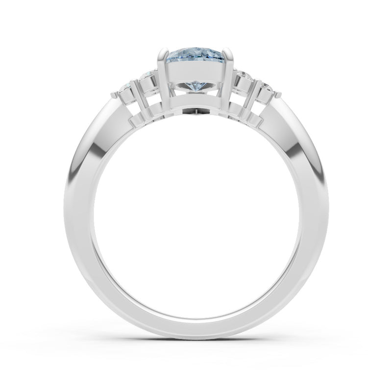 Aquamarine Antique Inspired Design Pear Cut Engagement Ring