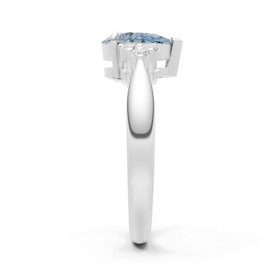 Aquamarine Antique Inspired Design Pear Cut Engagement Ring