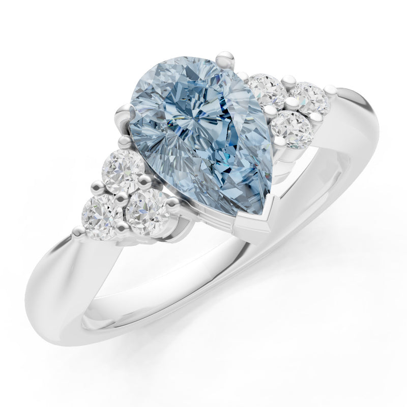 Aquamarine Antique Inspired Design Pear Cut Engagement Ring