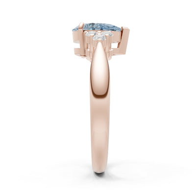 Aquamarine Antique Inspired Design Pear Cut Engagement Ring