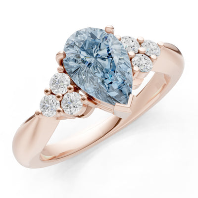 Aquamarine Antique Inspired Design Pear Cut Engagement Ring