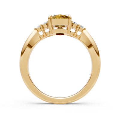 Citrine Antique Inspired Design Pear Cut Engagement Ring