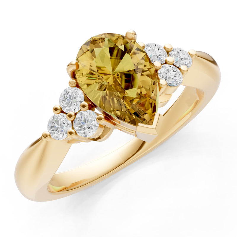Citrine Antique Inspired Design Pear Cut Engagement Ring