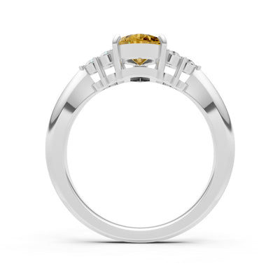 Citrine Antique Inspired Design Pear Cut Engagement Ring