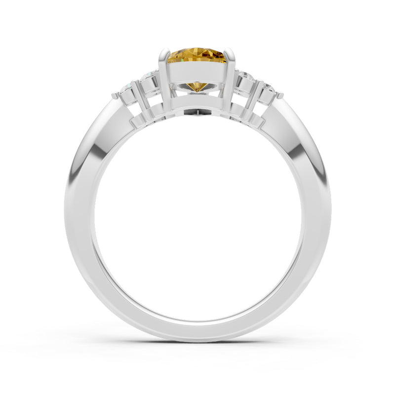 Citrine Antique Inspired Design Pear Cut Engagement Ring