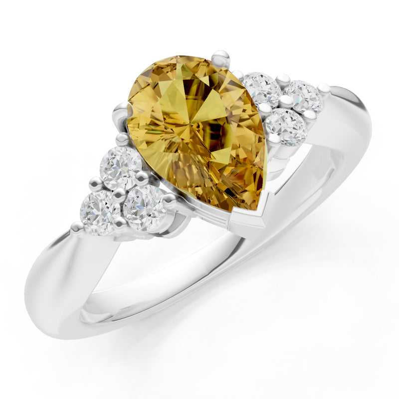 Citrine Antique Inspired Design Pear Cut Engagement Ring