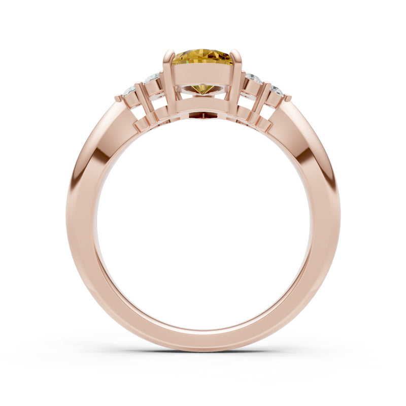 Citrine Antique Inspired Design Pear Cut Engagement Ring