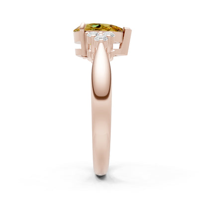 Citrine Antique Inspired Design Pear Cut Engagement Ring