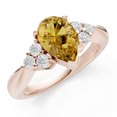 Citrine Antique Inspired Design Pear Cut Engagement Ring