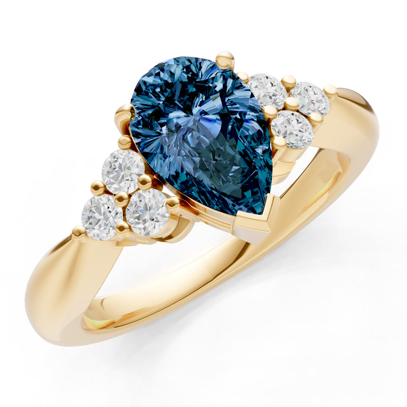 Alexandrite Antique Inspired Design Pear Cut Engagement Ring