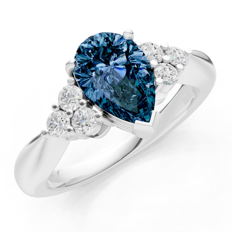 Alexandrite Antique Inspired Design Pear Cut Engagement Ring