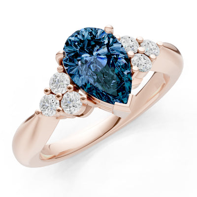 Alexandrite Antique Inspired Design Pear Cut Engagement Ring