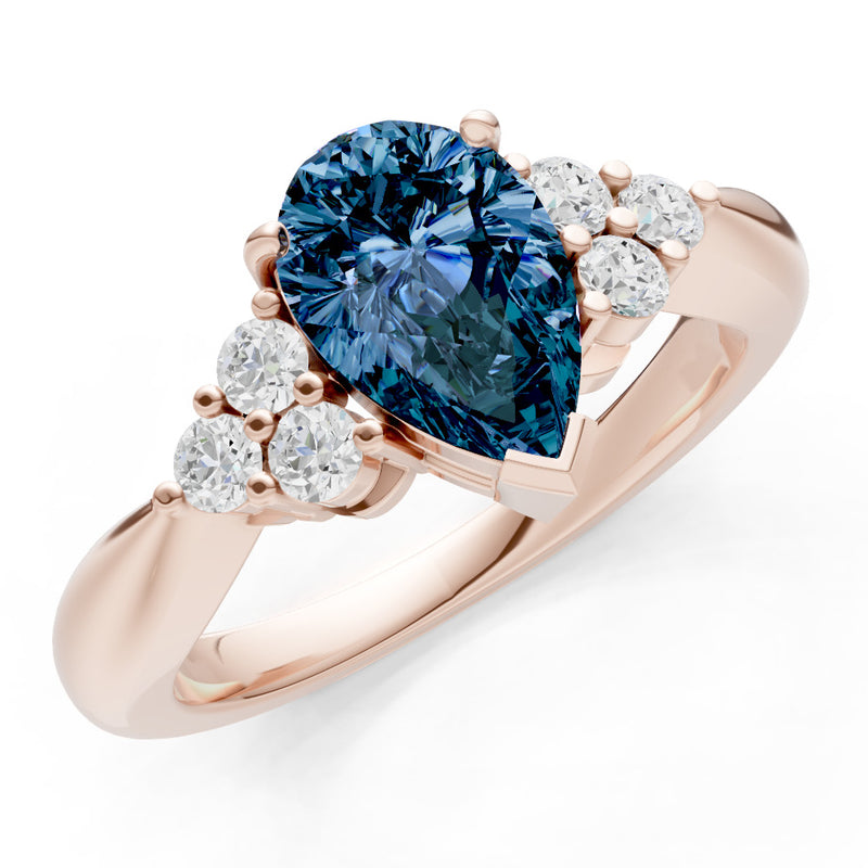 Alexandrite Antique Inspired Design Pear Cut Engagement Ring