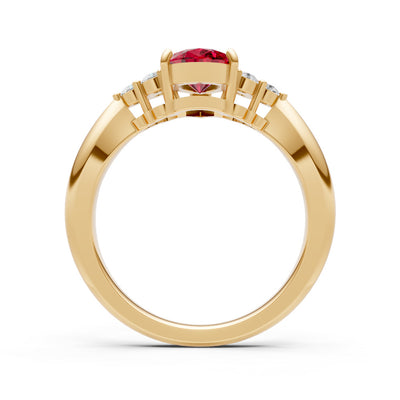 Ruby Antique Inspired Design Pear Cut Engagement Ring