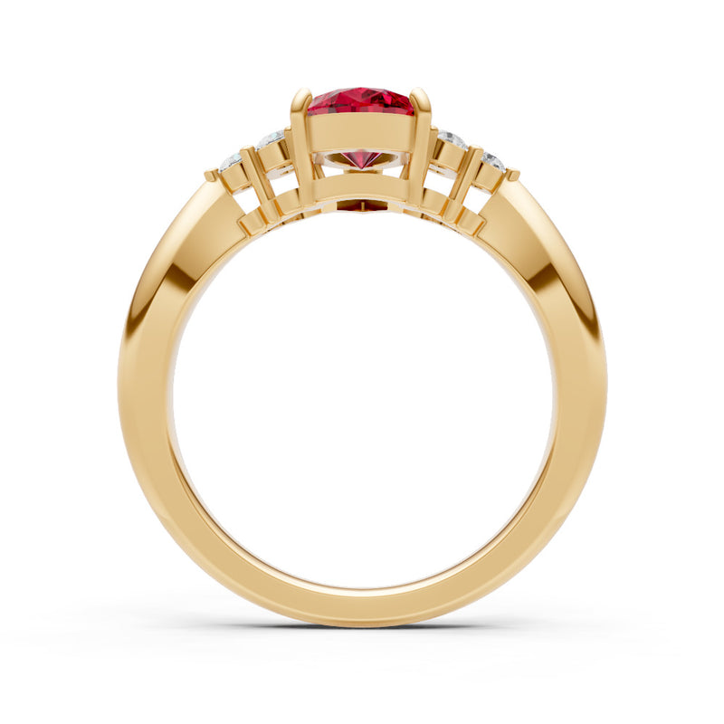 Ruby Antique Inspired Design Pear Cut Engagement Ring