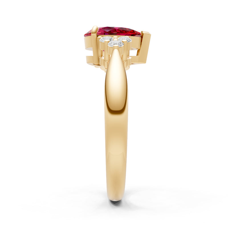 Ruby Antique Inspired Design Pear Cut Engagement Ring