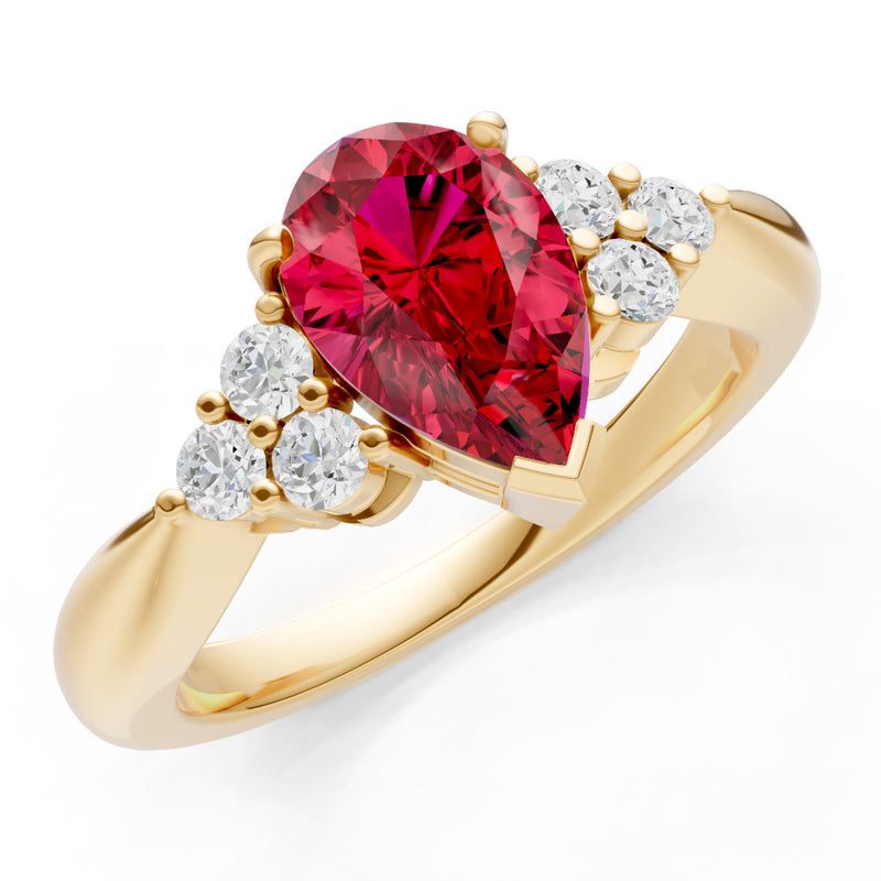 Ruby Antique Inspired Design Pear Cut Engagement Ring