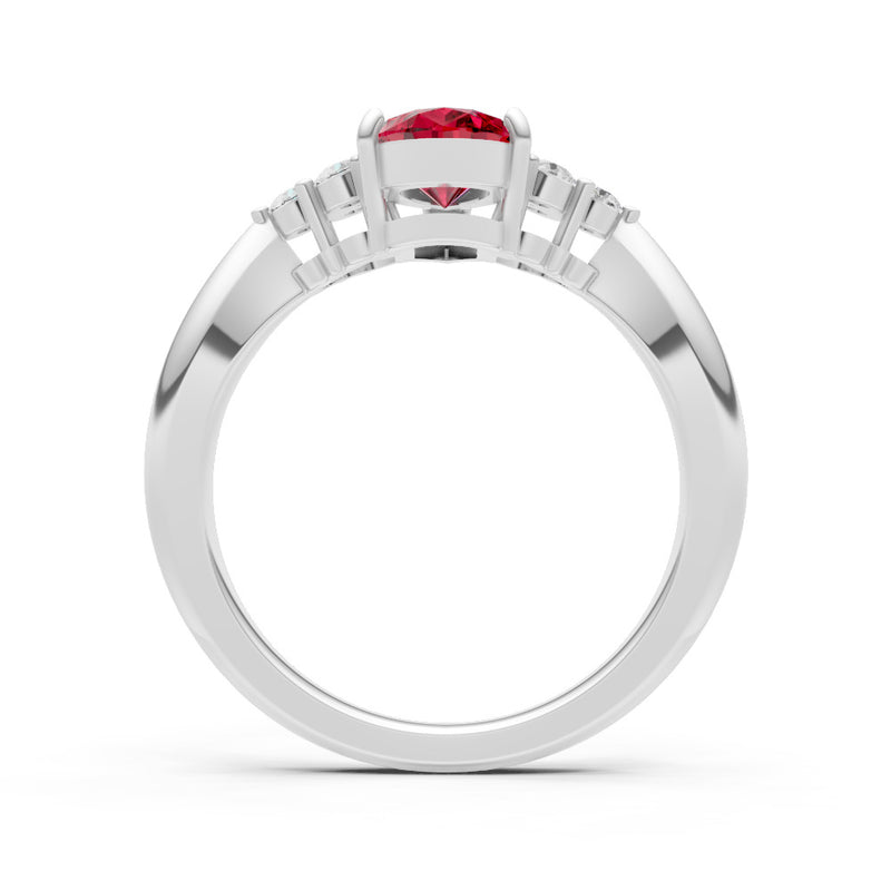 Ruby Antique Inspired Design Pear Cut Engagement Ring