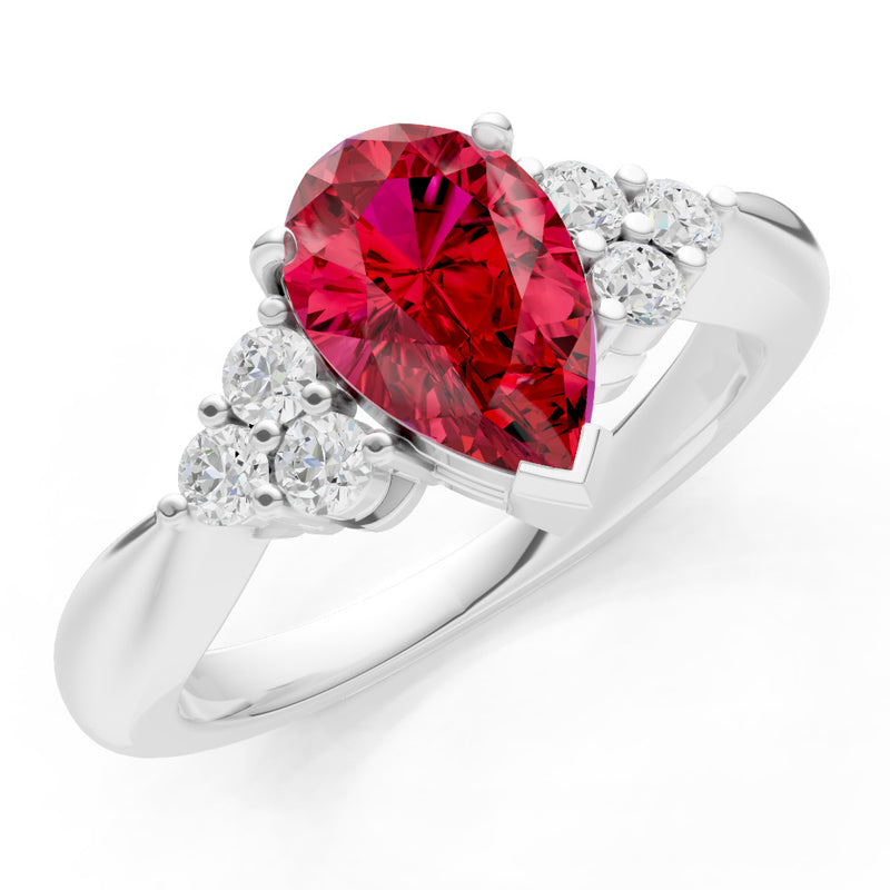 Ruby Antique Inspired Design Pear Cut Engagement Ring