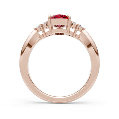 Ruby Antique Inspired Design Pear Cut Engagement Ring