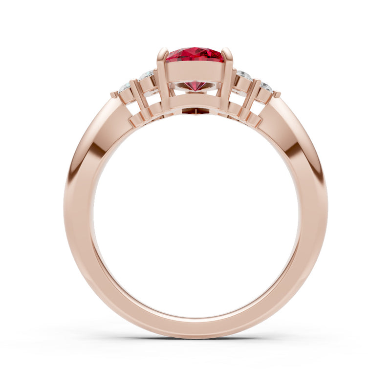 Ruby Antique Inspired Design Pear Cut Engagement Ring