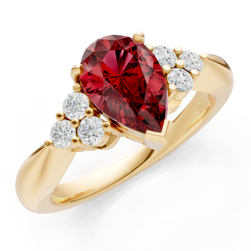 Antique Inspired Design Engagement Pear Gemstone Ring