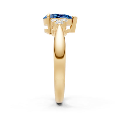 London Blue Topaz Antique Inspired Design Pear Cut Engagement Ring