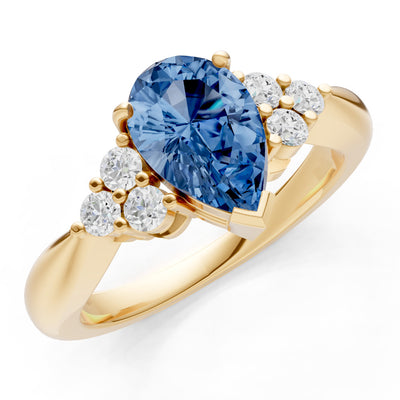 London Blue Topaz Antique Inspired Design Pear Cut Engagement Ring