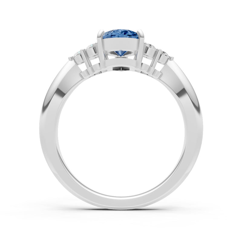 London Blue Topaz Antique Inspired Design Pear Cut Engagement Ring