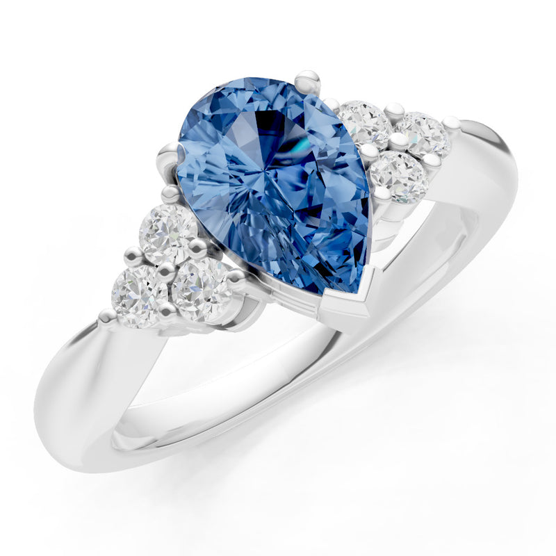 London Blue Topaz Antique Inspired Design Pear Cut Engagement Ring