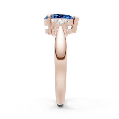 London Blue Topaz Antique Inspired Design Pear Cut Engagement Ring