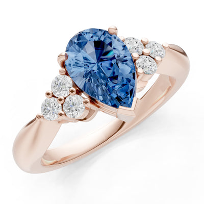 London Blue Topaz Antique Inspired Design Pear Cut Engagement Ring