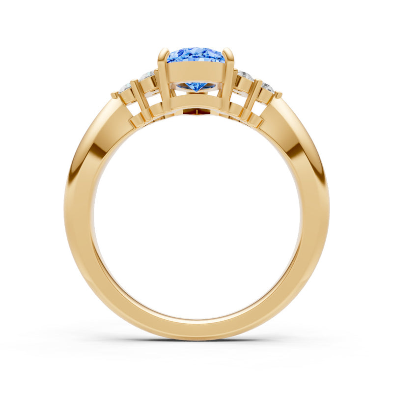 Swiss Blue Topaz Antique Inspired Design Pear Cut Engagement Ring