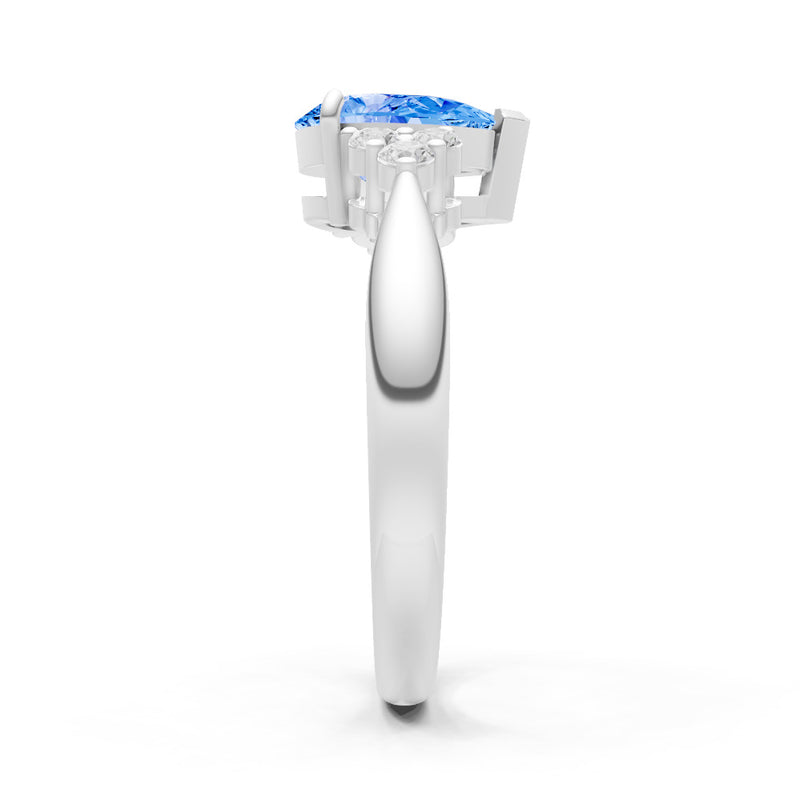Swiss Blue Topaz Antique Inspired Design Pear Cut Engagement Ring