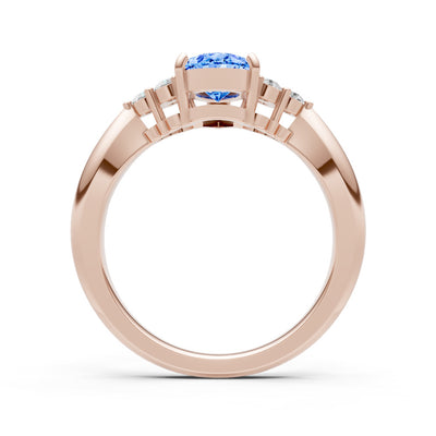 Swiss Blue Topaz Antique Inspired Design Pear Cut Engagement Ring