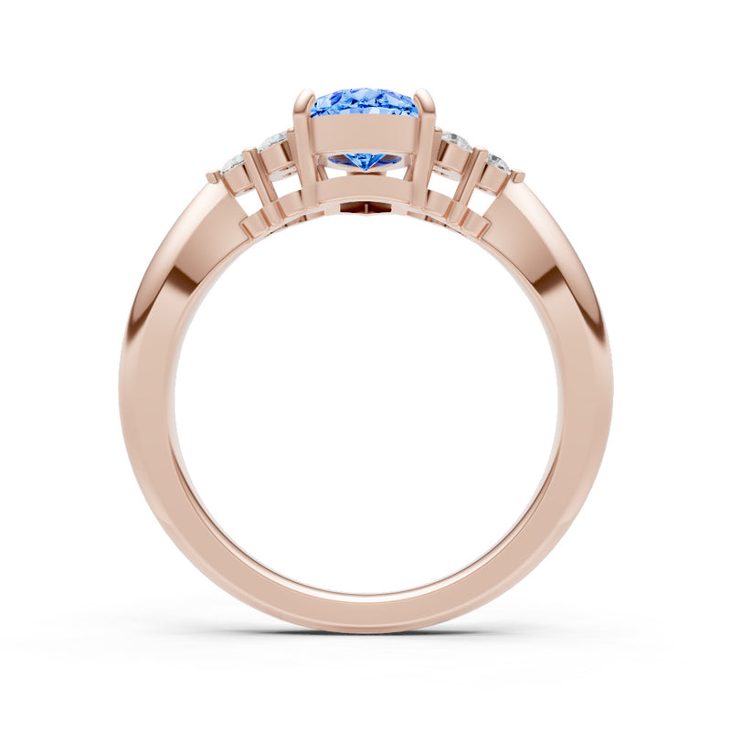 Swiss Blue Topaz Antique Inspired Design Pear Cut Engagement Ring