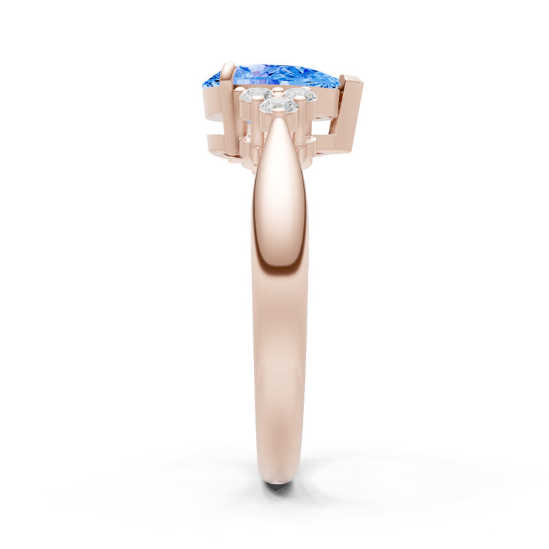 Swiss Blue Topaz Antique Inspired Design Pear Cut Engagement Ring