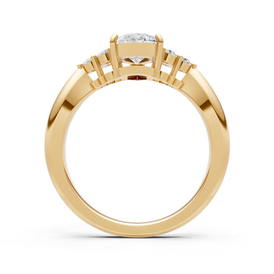 Diamond Antique Inspired Design Pear Cut Engagement Ring