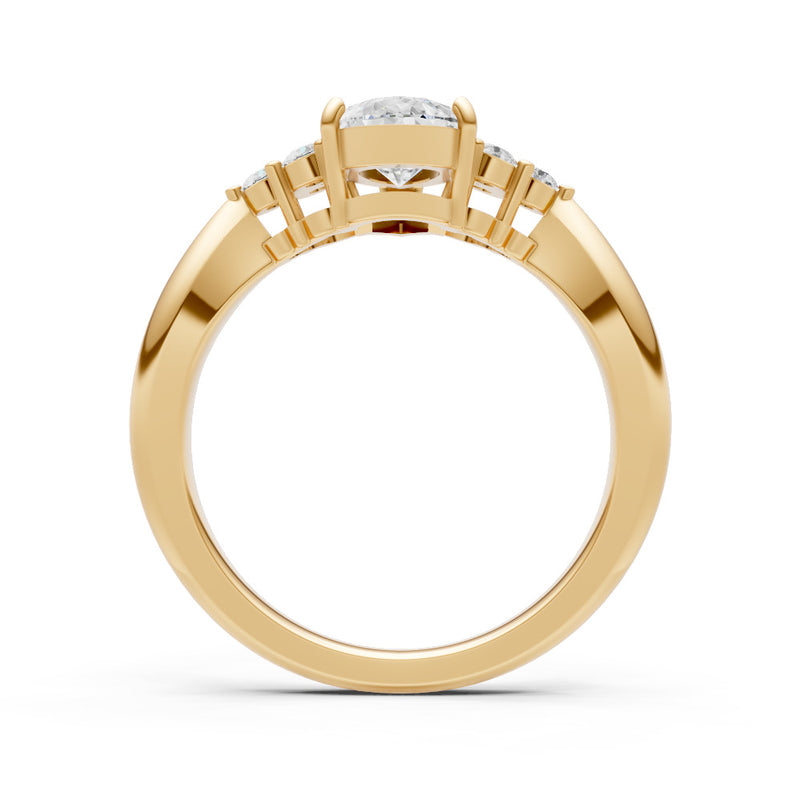 Diamond Antique Inspired Design Pear Cut Engagement Ring