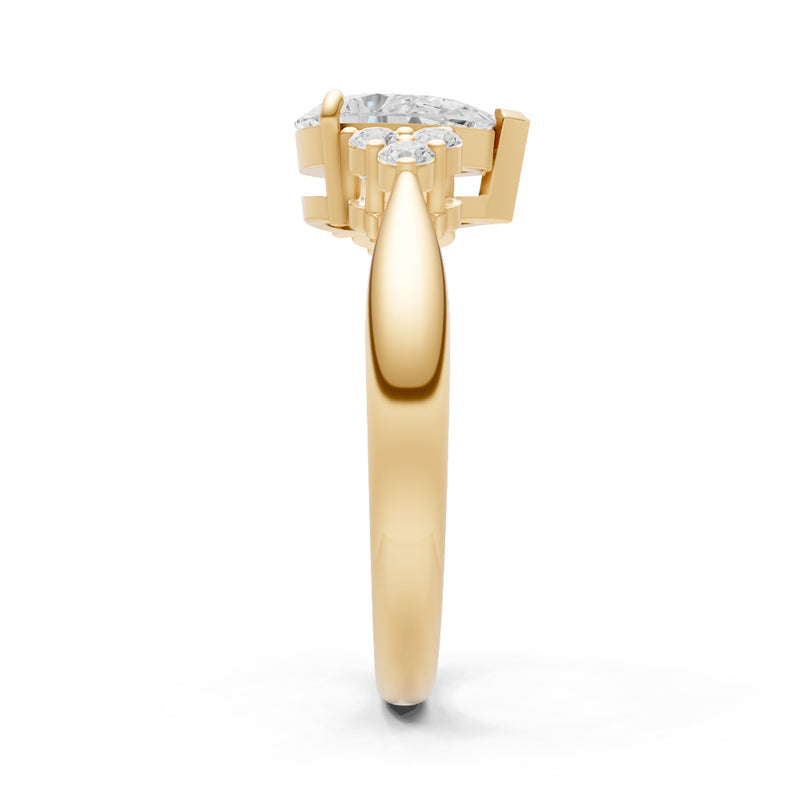 Diamond Antique Inspired Design Pear Cut Engagement Ring