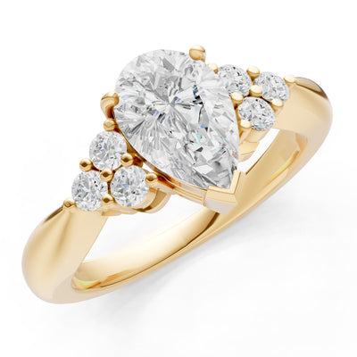 Diamond Antique Inspired Design Pear Cut Engagement Ring