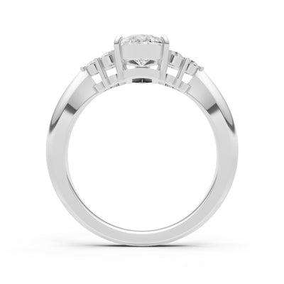 Diamond Antique Inspired Design Pear Cut Engagement Ring
