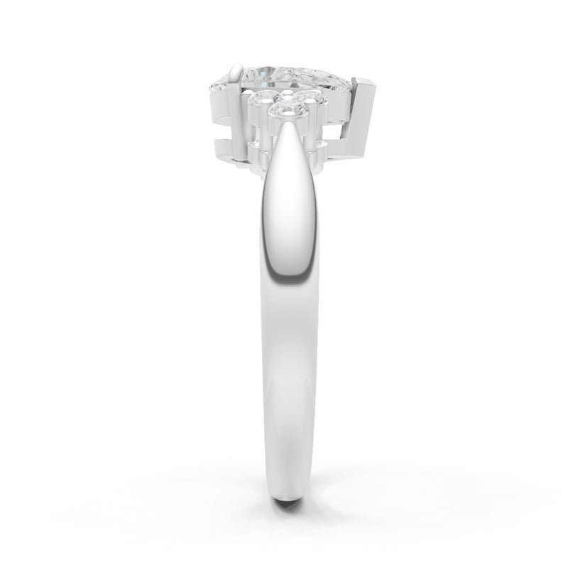 Diamond Antique Inspired Design Pear Cut Engagement Ring