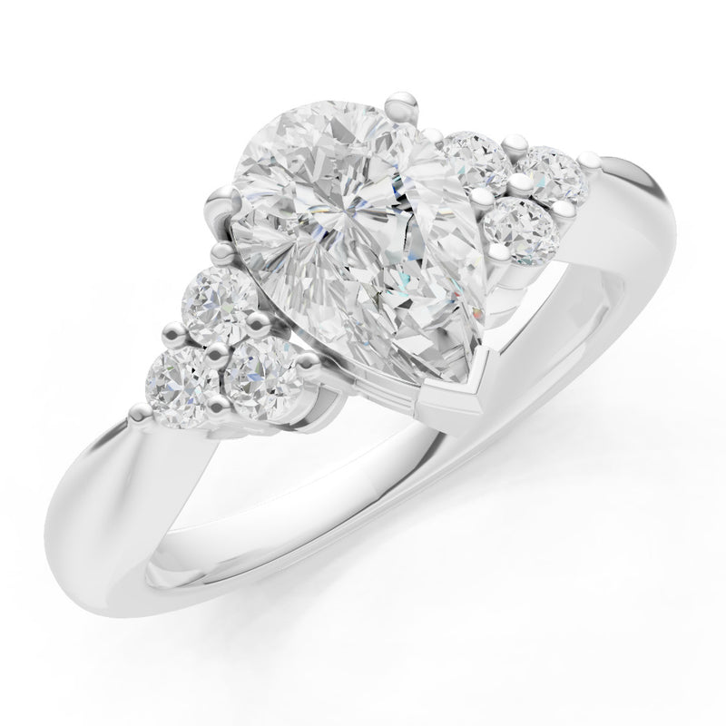 Diamond Antique Inspired Design Pear Cut Engagement Ring