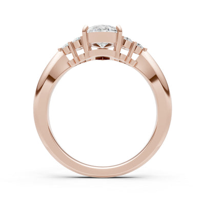 Diamond Antique Inspired Design Pear Cut Engagement Ring