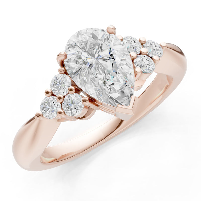 Diamond Antique Inspired Design Pear Cut Engagement Ring