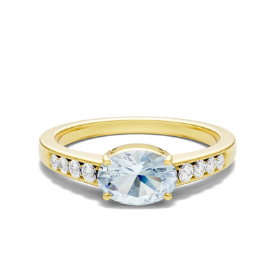 East West Oval Gemstone Ring with Accents